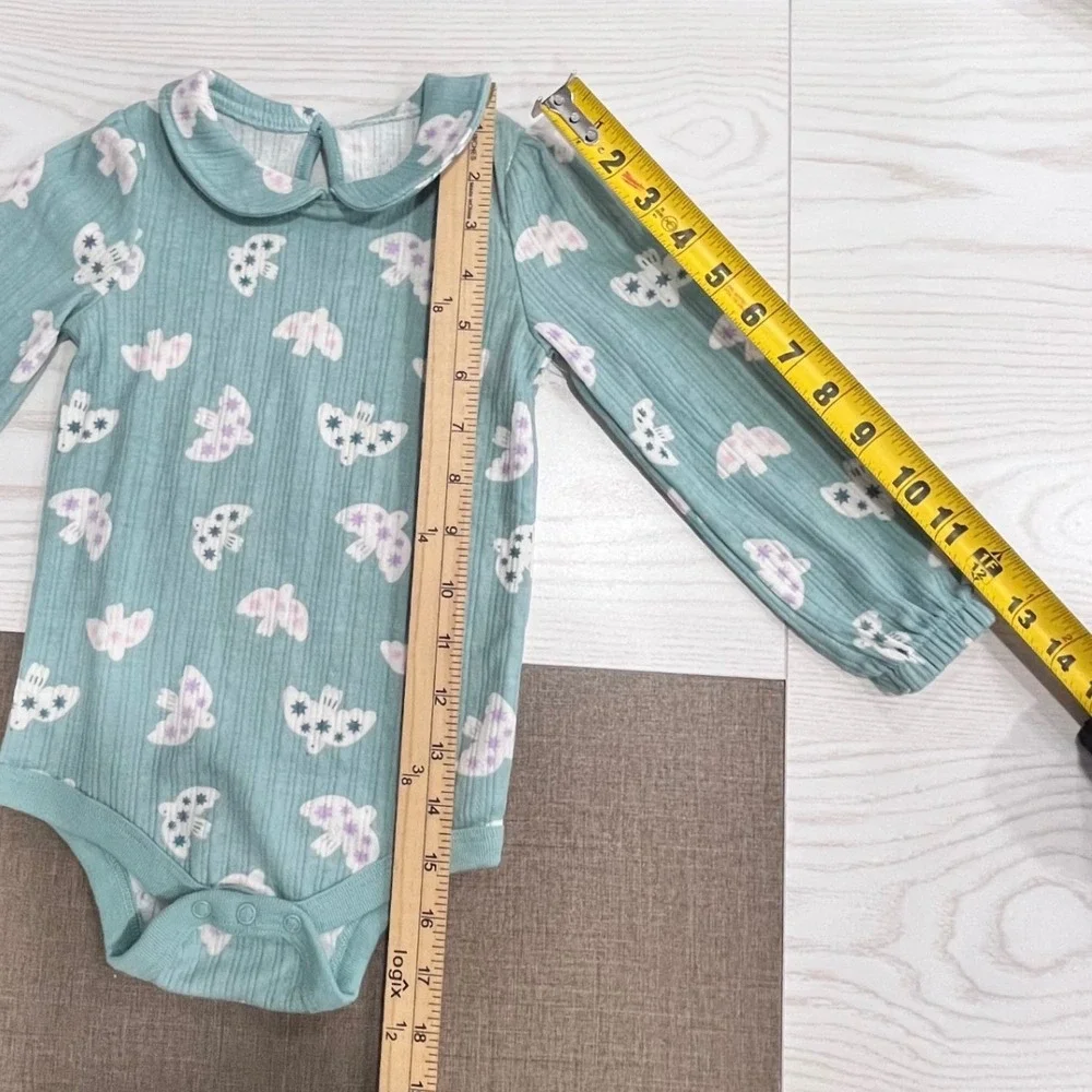 Garanimals Top Bodysuit Set Girls 2T 24M Grey Green Unicorn Bird Ribbed NEW